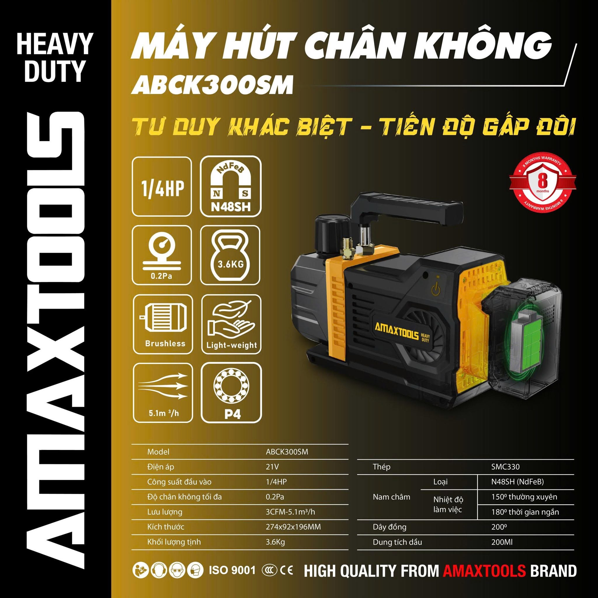 Máy hút chân không dùng pin 21V Amaxtools ABCK300SM