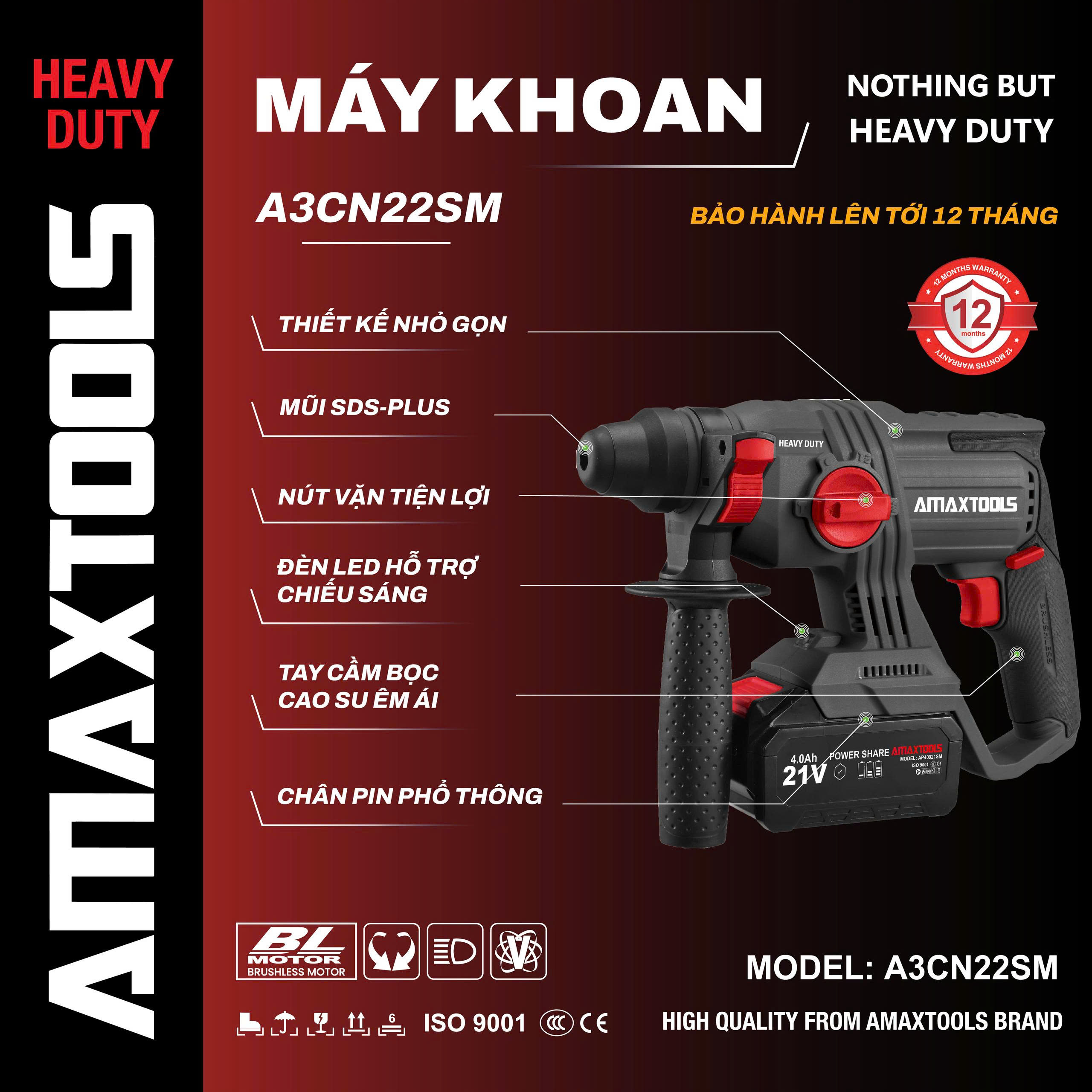 Máy khoan bê tông amaxtools A3CN22SM