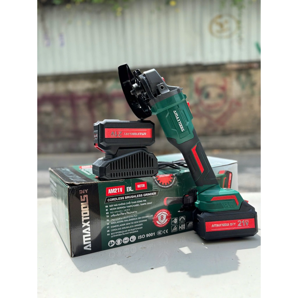 Bộ máy mài pin cầm tay đường kính đá 10mm AMAXTOOLS  AM100C-SM