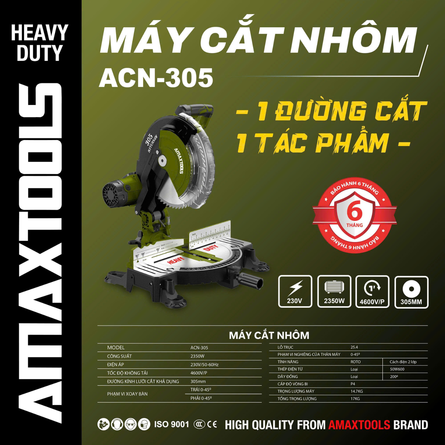 Máy Cắt Nhôm 305mm Amaxtools ACN-305 2350W Chính Hãng