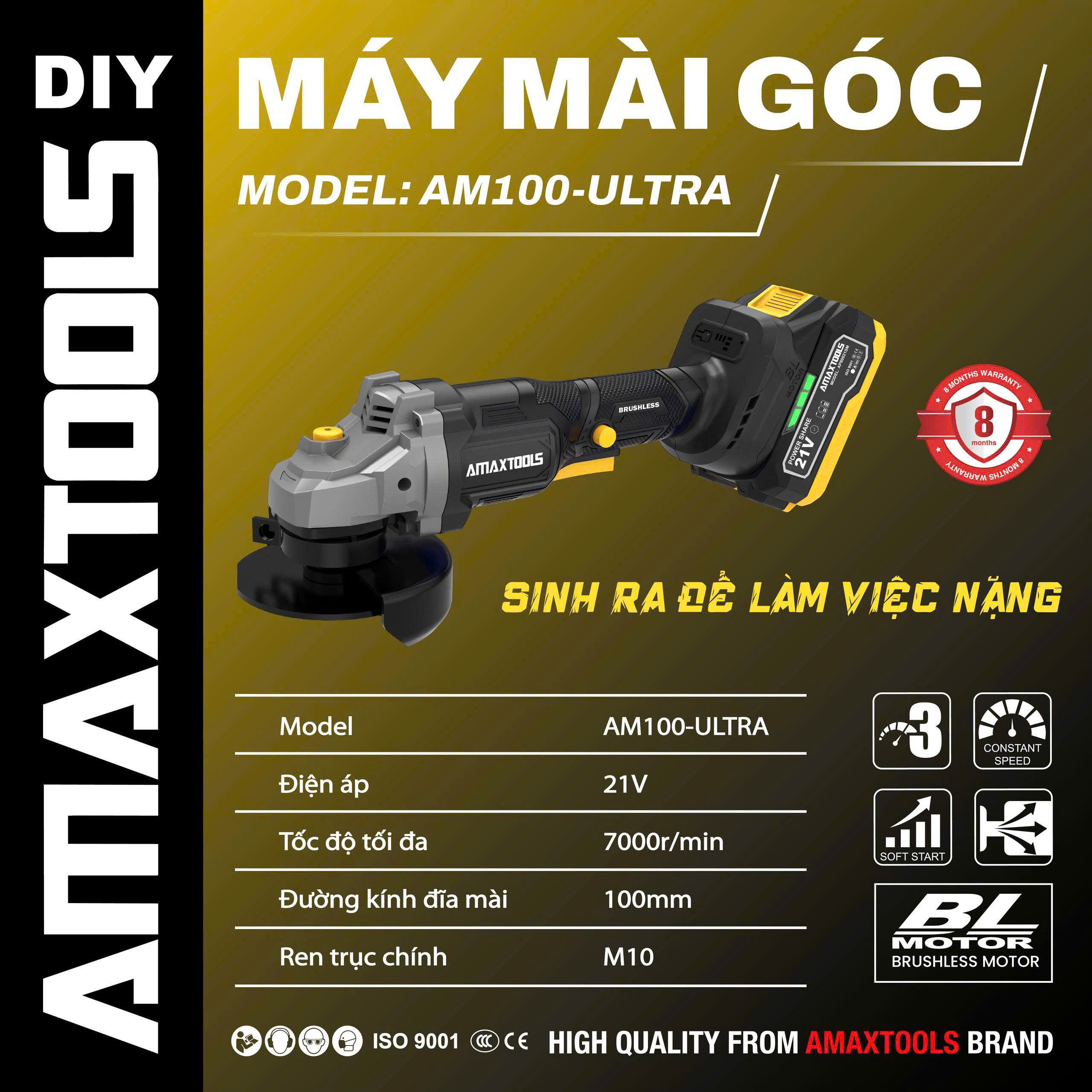 Máy Mài Góc AmaxTools AM100 ULTRA 100mm